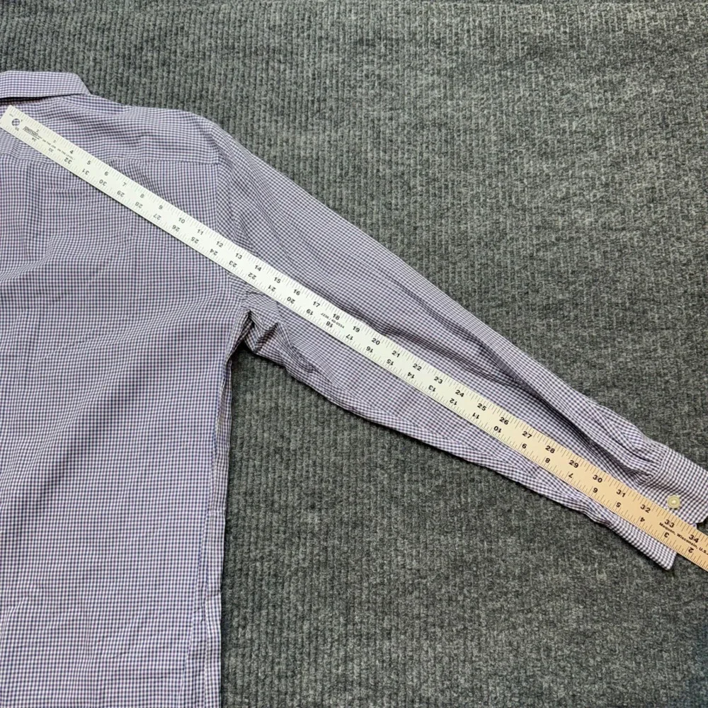 Banana Republic Non-Iron Shirt Mens L Slim Fit Blue Purple Gingham Button Down
